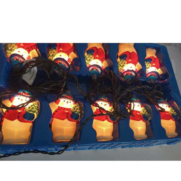 Santas Best Christmas Illuminated Tree Trimmer Set Blow Mold Snowman Lights - Picture 2 of 7